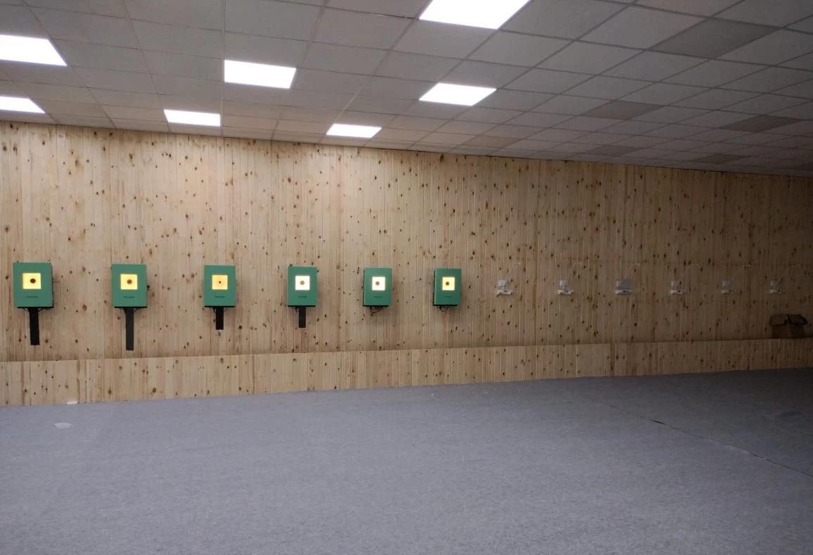 Tachus 10 electronic target lanes at a shooting range
