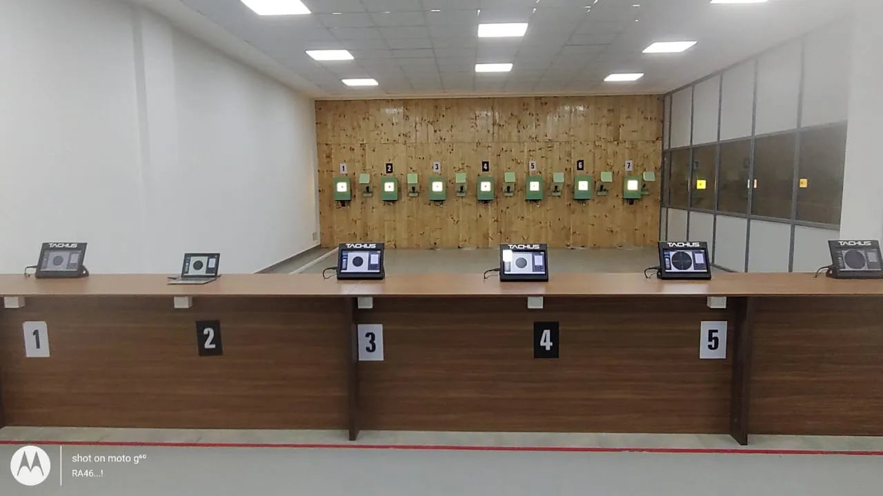 Tachus 10 electronic target installation at a shooting range