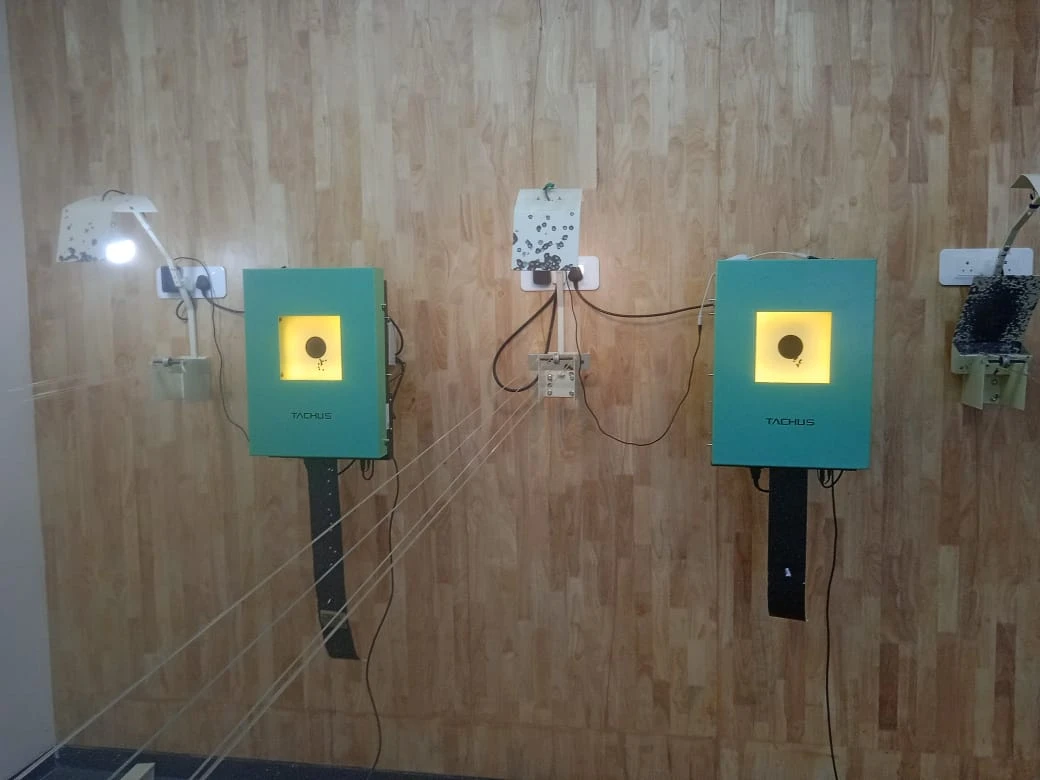 Tachus 10 electronic target units installed on a range