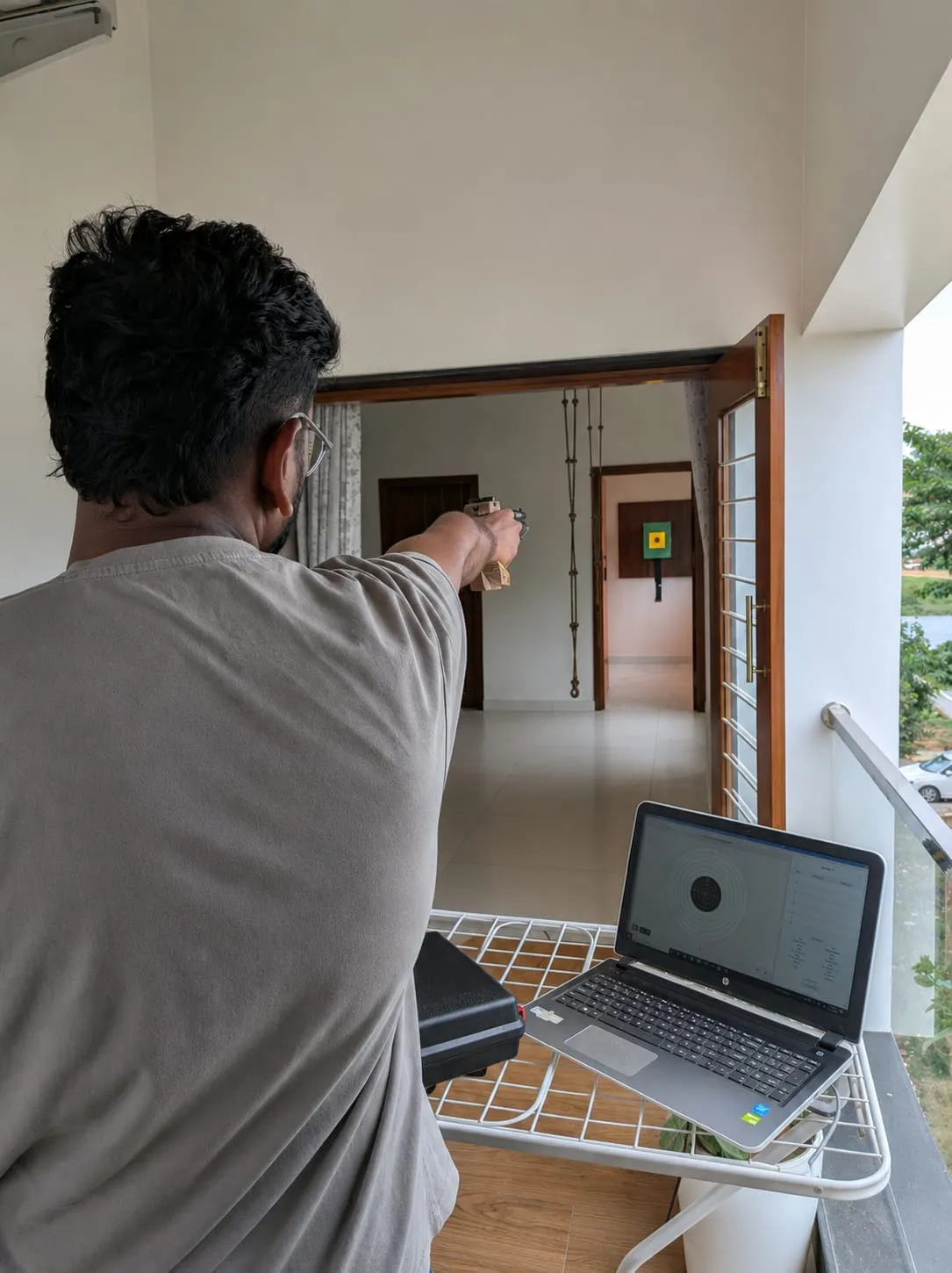 Tachus 10 electronic target installed in a personal training lane