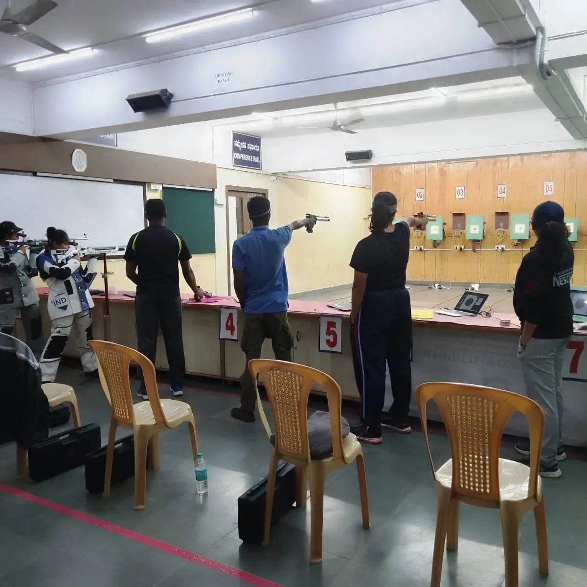 Tachus 10 electronic target installation at an indoor range