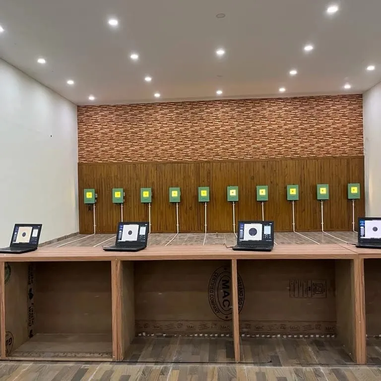 Tachus 10 installation with ten lanes and scoring laptops on the firing line