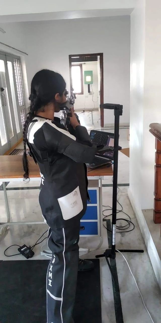 Tachus 10 electronic target installed in a home training lane