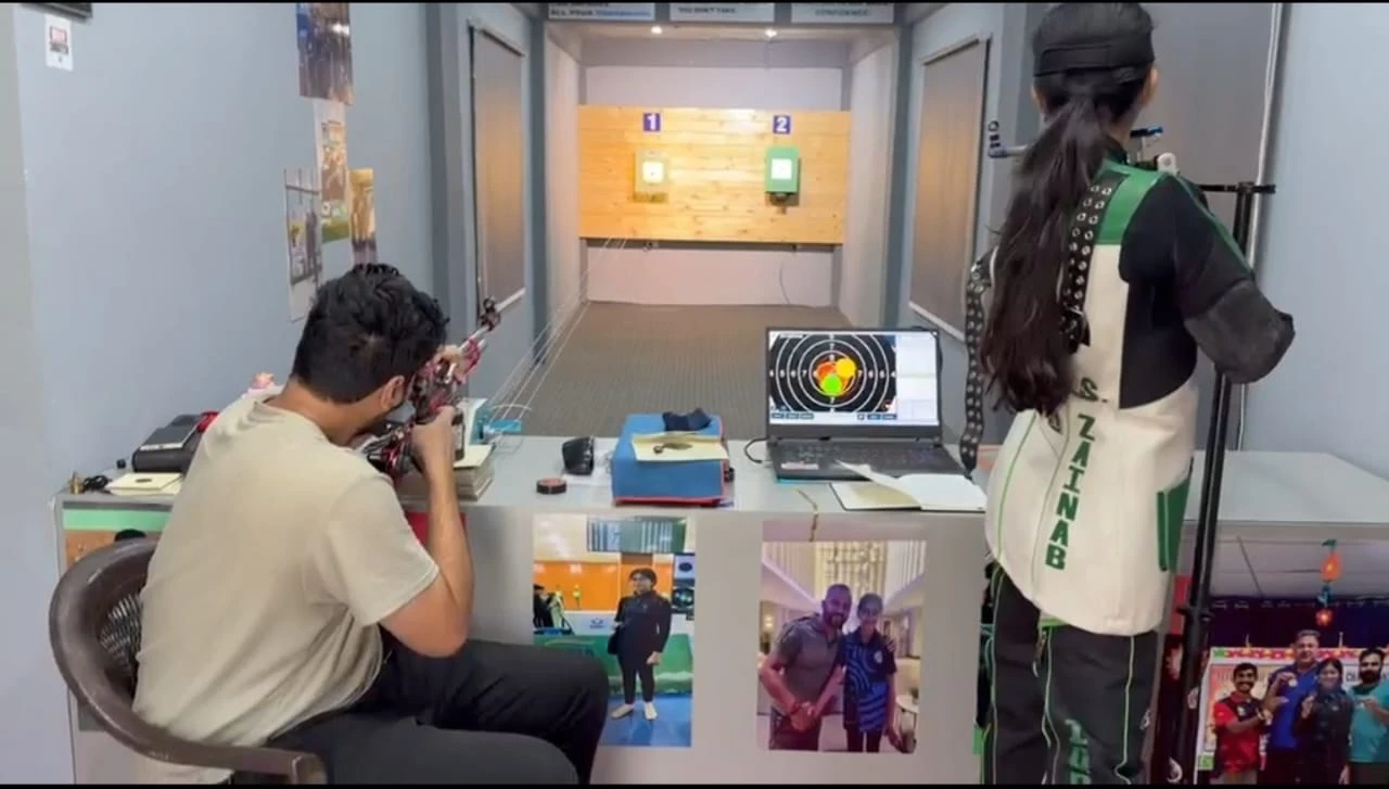 Tachus electronic target installation at a shooting range
