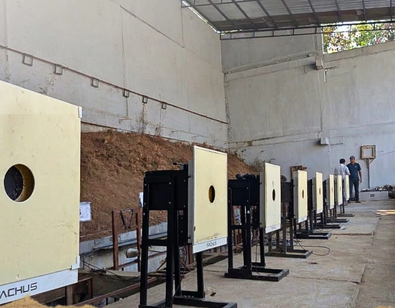 Tachus target units on an outdoor firing line