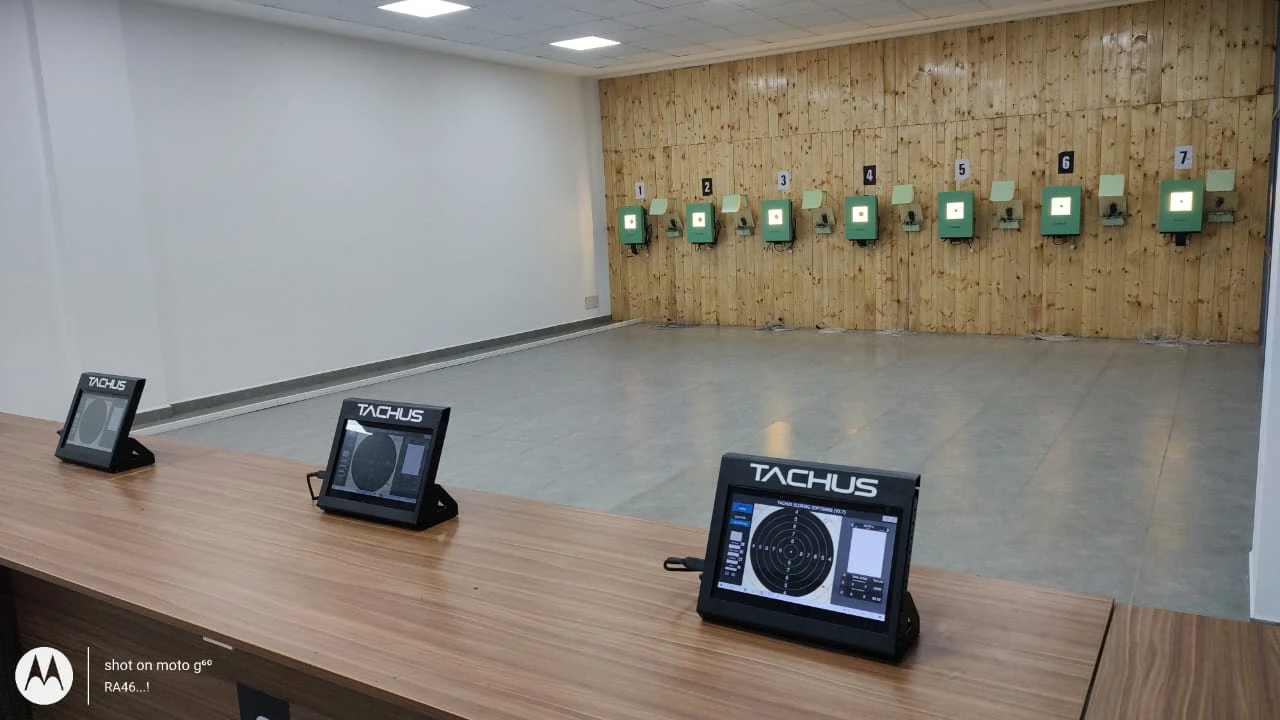 Tachus electronic target installation at a shooting range