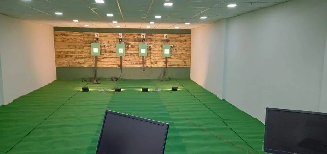 Tachus electronic target installation at a shooting range