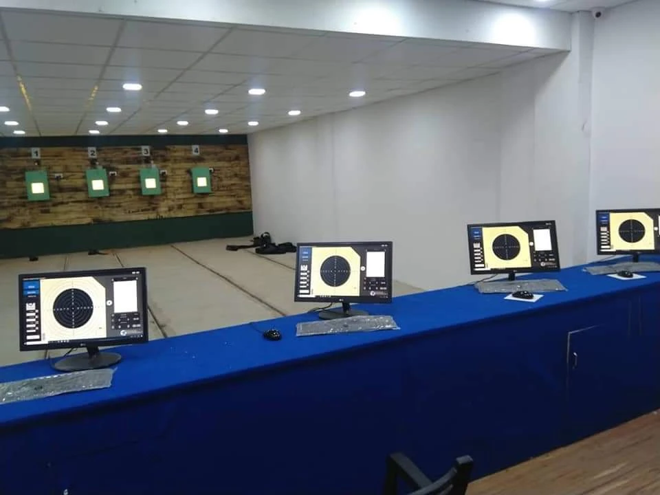 Tachus 10 electronic target installation at a shooting range